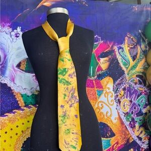 Vibrant Mardi Gras Custom Yellow  Artistic Tie BAD COLLECTION